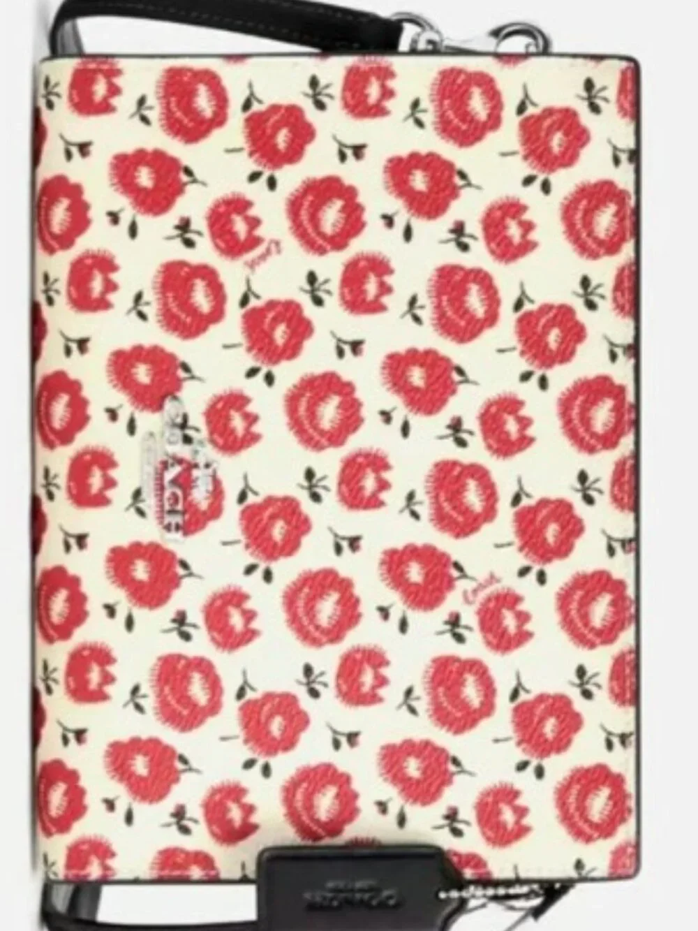 New Coach CBM35 Slim Crossbody Bag with Floral Print Chalk / Red Multi